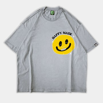 微笑面膜寬版短T-可可棕/灰藍/霧灰藍/軍綠/黑色/白色