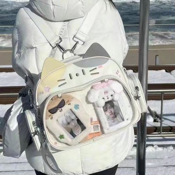 y2k潮酷千禧辣妹痛包百搭機械貓貓小背包2025新款流行旅行雙肩包