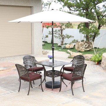 LOGIS邏爵家具 韻藏鑄鋁庭園一桌四椅休閒桌椅(EUT-4K)