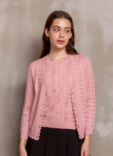 秋日雅絮花朵織紋針織罩衫