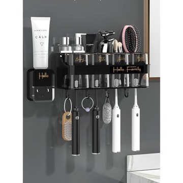 牙刷置物架免打孔刷牙杯子擠牙膏神器漱口杯牙缸架掛壁洗漱臺收納