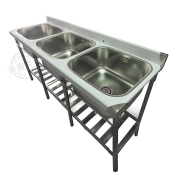 水槽洗衣槽 【Abis】客製商品-頂級升級加牆款304不鏽鋼180CM三洗台加深大水槽/洗手台/洗碗槽/洗衣槽/流理台-1入