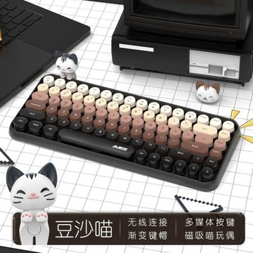 黑爵308i手機貓寵藍牙鍵盤電腦筆記本家用辦公女生朋克平板鍵盤