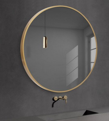 鏡子 圓鏡 裝飾鏡 60cm 輕奢圓形浴室鏡 鋁合金邊框鏡 梳妝圓鏡 衛生間化妝鏡 裝飾鏡子北歐