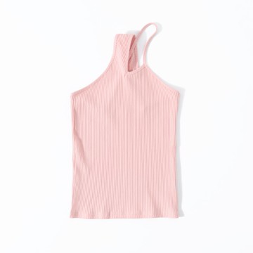 夏季女裝時尚歐美風純色不規則肩帶修身顯瘦彈力短款針織背心