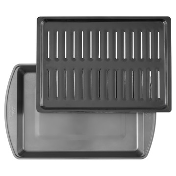 Wilton 2in1不沾濾油烤盤 直條  29.2 x 40.6cm  1組