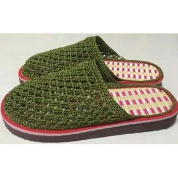 2023新款純手工編織拖鞋空心線男女情侶居家防滑亞麻古藤材料包