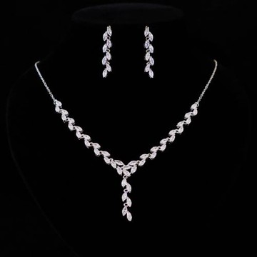 簡約時尚新娘婚禮跟妝鋯石項鏈耳環套裝婚紗首飾舞臺宴會禮服配飾