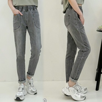 超顯瘦直刷紋牛仔褲(S-3L)【B370494】