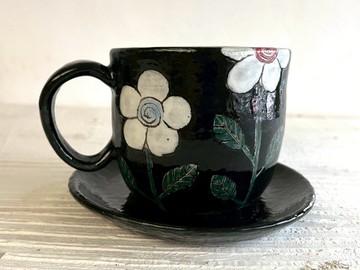 童話。童花陶製咖啡杯盤組(售完再製款)_陶器馬克杯