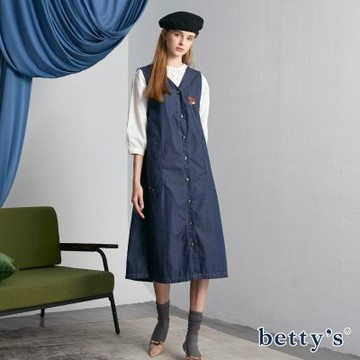 betty’s貝蒂思　V領開扣無袖牛仔洋裝(藍色)