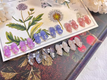 魔法蝴蝶結耳環 耳夾/耳針