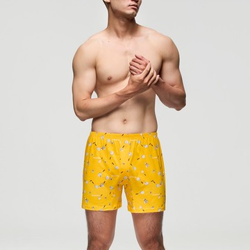 DADADO-羽球賽事 4L印花四角男內褲(黃) 天然絲光棉-吸濕排汗-GHQ509YE