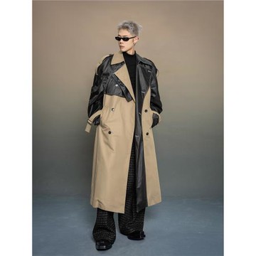 DBW Doublewin24/FW 新款復古翻領長款風衣外套男 高級休閑大衣