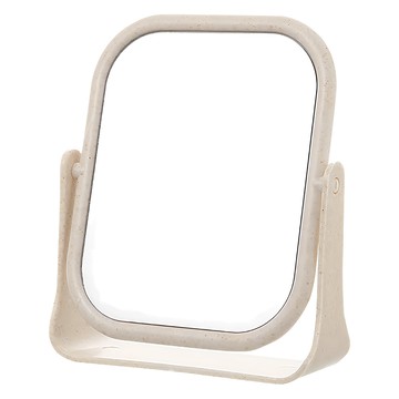 TU 良品 簡約雙面桌鏡 15.8x12.8cm 高級超清大鏡面 可360度旋轉 自由調節角度  方形 米色  1個