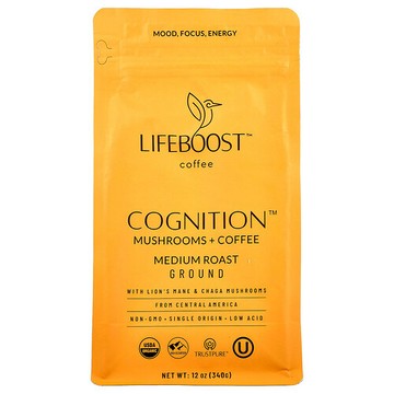 Lifeboost, Cognition™，蘑菇 + 咖啡，研磨，中度烘焙，12 盎司（340 克）