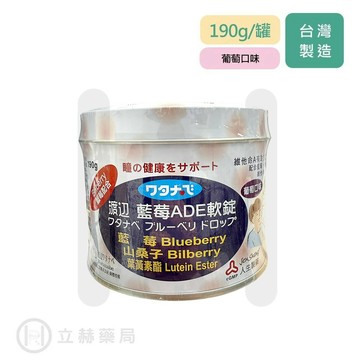 人生製藥 渡邊 Watanabe  藍莓ADE軟錠 190克/罐 葡萄口味 藍莓 山桑子 葉黃素 公司貨【立赫藥局】