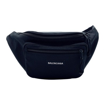 BALENCIAGA 品牌字母尼龍布腰包/斜背包(482389-黑)