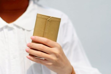 芥末黃/土黃 帆布 可水洗紙 零錢包 卡片夾 附盒環保 輕錢包禮物