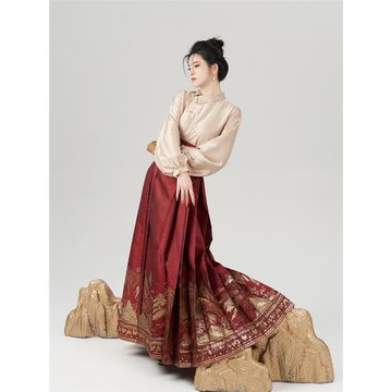 萬里織造司原創明制漢服過年馬面裙女半身裙敬酒服訂婚服秋冬套裝