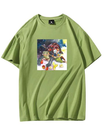 【夏之水夢特典-輕盈純棉T-shirt】琉璃星夜下的閱讀-芽綠