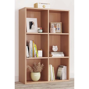 【樂樂】好好Q書架 木質兒童儲物單元格書櫃 三行二列-原木色帶背板款(實木落地書架 自由組合 多格收納)三行二列-原木色帶背板款