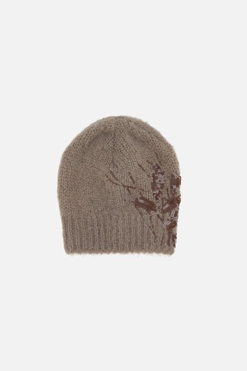 BRUNELLO CUCINELLI floral embroidered mohair wool blend beanie Woman
