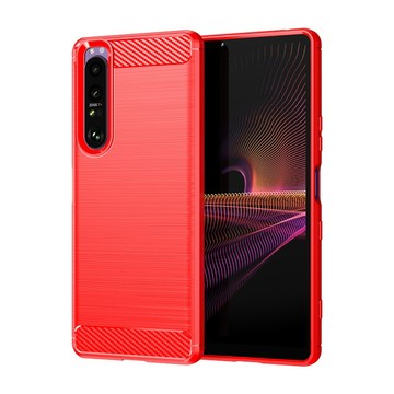 Xperia 1 IV / III / II 殼 SONY Xperia 1 II {紅色} 碳纖維拉絲紋防摔軟殼套