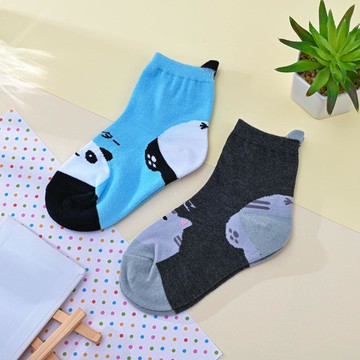 1/2童襪2雙入-貓+熊貓-13-16cm