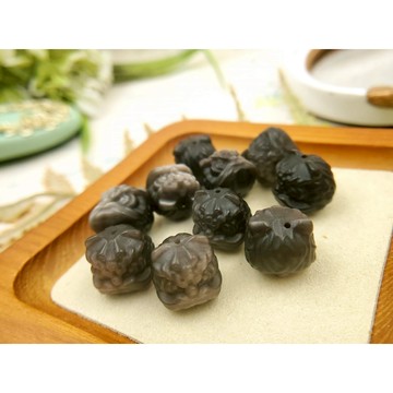 銀曜石醒獅雕刻 串珠材料 水晶文玩圓珠R32