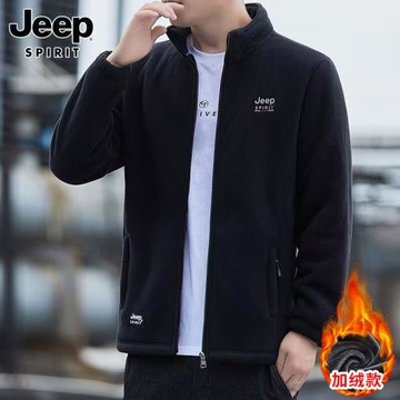 JEEP SPIRIT立領夾克男士2025冬季新款加絨加厚運動休閑外套男裝