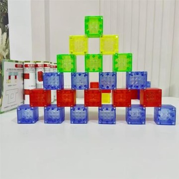 兒童DIY磁力積木透明磁吸套裝 搭建模型科教益智玩具磁力方塊3cm