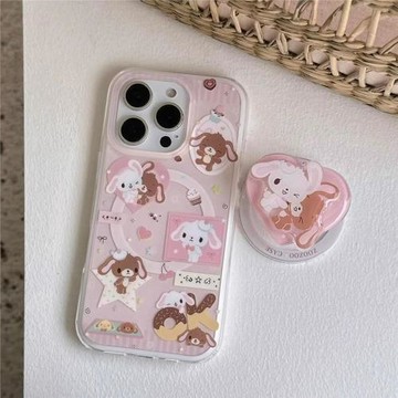 粉愛心甜品邦尼兔可愛磁吸支架適用蘋果16手機殼iPhone15少女款13/12防摔11PROMAX全包S/XR新品7/8軟套14PLUS