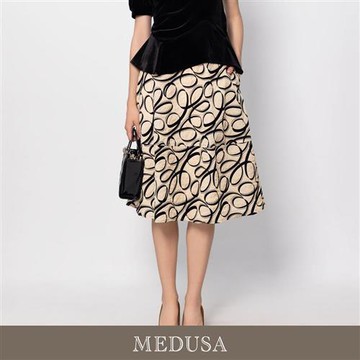 現貨【MEDUSA 曼度莎】植絨紋理切接傘裙（M-XL）｜中長裙 小禮服裙子