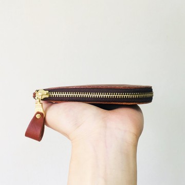 Cash & Card 青蚨側拉短夾 - 棕