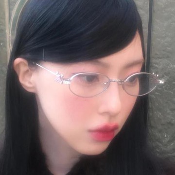 新款鑲鉆橢圓金屬眼鏡框小框眼鏡架高級感素顏可配近視平光鏡批發