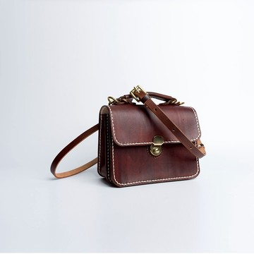 【切線派】杜勒斯手工真皮小公文包女包单肩斜挎包小方包手拿包