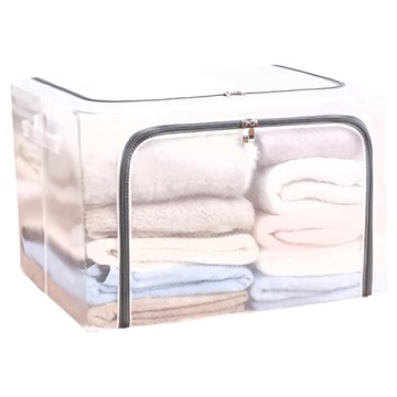 防潮棉被衣服收納箱 含不鏽鋼架  50 x 40 x 40cm  透明  1個