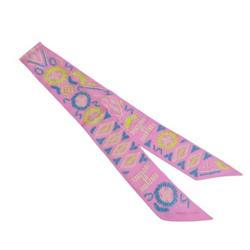 HERMES 愛馬仕 粉色 珍珠串 絲綢 En Perles Twilly 絲巾 【二手名牌BRAND OFF】