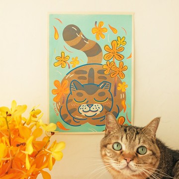 貓與花海報 / 扁東 X 千代蘭 / A4 孔版印刷