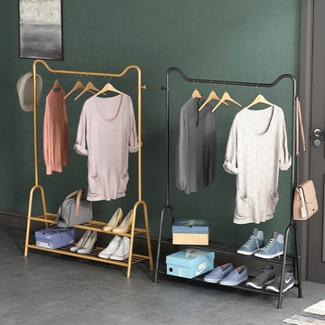 鐵藝衣帽架臥室落地衣架輕奢掛衣架家用金屬多層晾衣架收納置物架