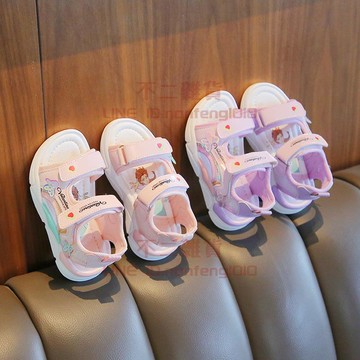 女童涼鞋  夏季兒童沙灘鞋 可愛卡通小女孩公主涼鞋 舒適軟底防滑涼鞋【不二雜貨】