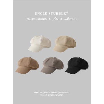 簡約百搭八角帽春四季純棉透氣杏色文藝畫家帽純色報童帽復古帽子