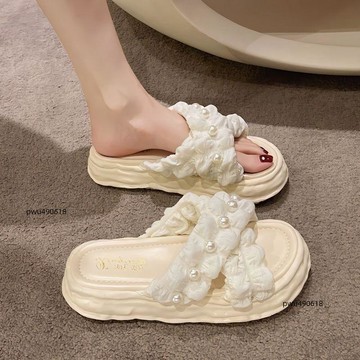 臺灣出貨 踩屎感~沙發拖鞋女2025夏外穿平底百搭一字拖扭結舒適柔軟涼拖