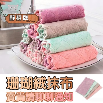 【在台🇹🇼現貨】加厚珊瑚絨抹布 廚房抹布 不沾油吸水抹布 雙面雙色百潔布 去汙抹布 不掉毛洗碗布 廚房清潔 抹布