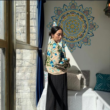 (Suzani蘇札尼刺繡)印度手工丨星際蜜桃(藍X桃粉)