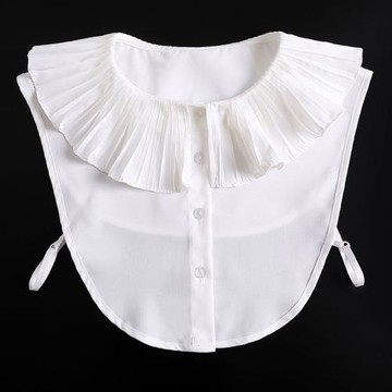 秋冬假領子女壓褶圓領內搭襯衣娃娃領花邊假領清甜少女毛衣裝飾領