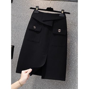 大碼女裝胖mm2025秋季新款高腰中長休閑a字顯瘦包臀西裝半身中裙