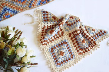 鉤編頭髮頭巾   夏天的頭髮圍巾    頭帶奶奶廣場