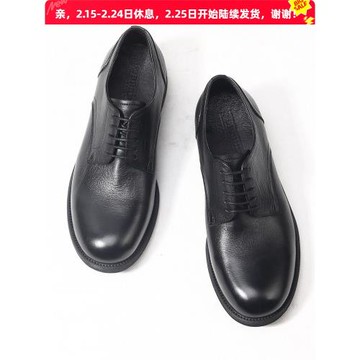TRD日系暗黑手工鞋皮鞋男真皮軟底圓頭休閑皮鞋復古德比鞋固特異